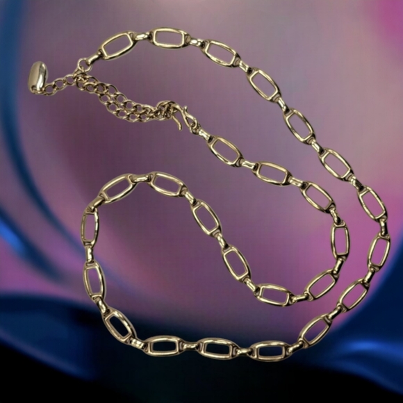 Vintage 80s Gold Tone Chain Link Necklace Belt Convertible Statement - Picture 7 of 9